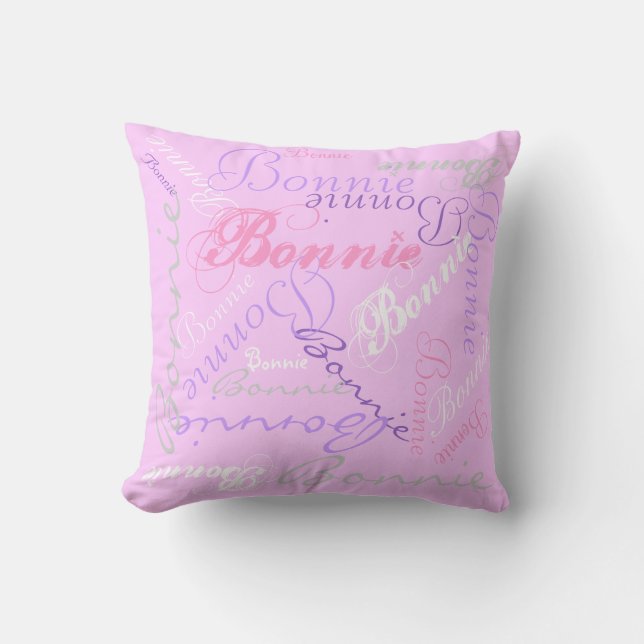 Pretty Pastel Glow Reversible Name Collage Pillow (Front)