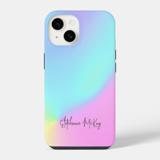 Pretty pastel gradient personalised iPhone case (Back)