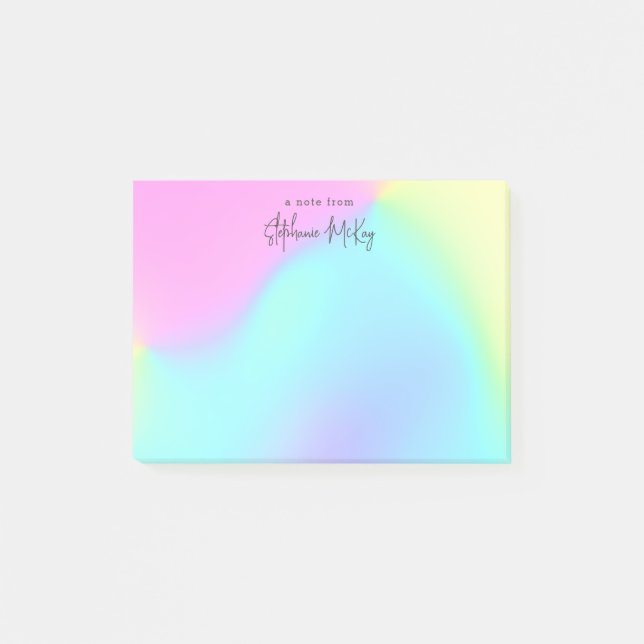 Pretty pastel gradient personalised post-it notes (Front)
