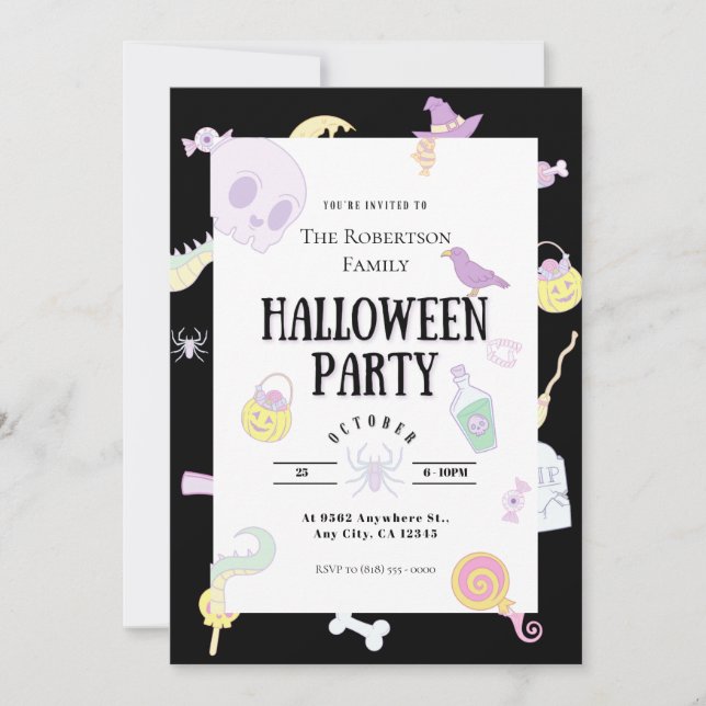 Pretty Pastel Halloween Party Invitation (Front)