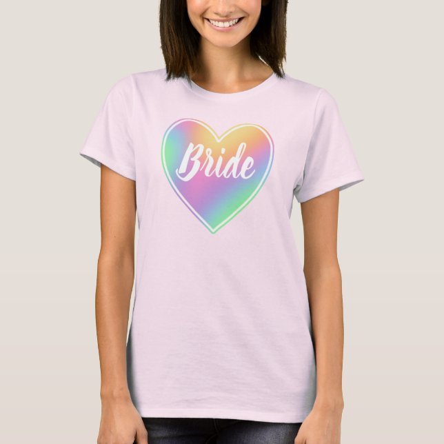 Pretty Pastel Heart Bride T-Shirt (Front)