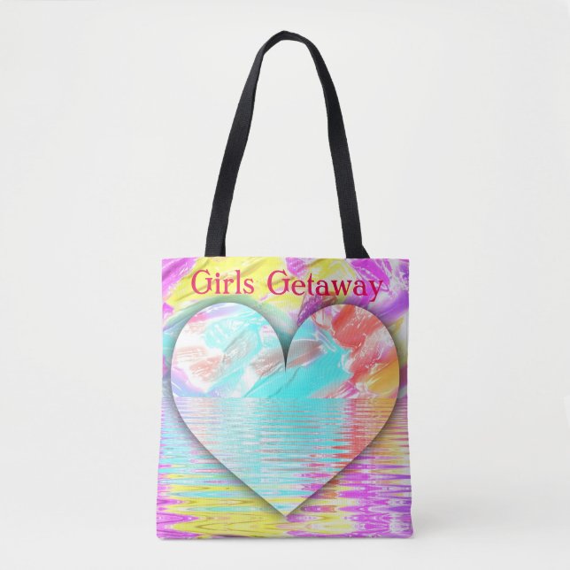 Pretty Pastel Heart Water Ripples 'Girls Getaway' Tote Bag (Front)