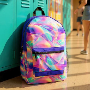 Pretty Pastel Holographic Rainbow Metallic Printed Backpack
