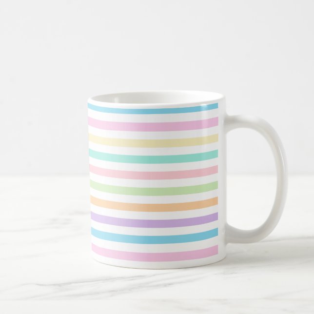 Pretty Pastel Horizontal Stripes Pattern Mug (Right)