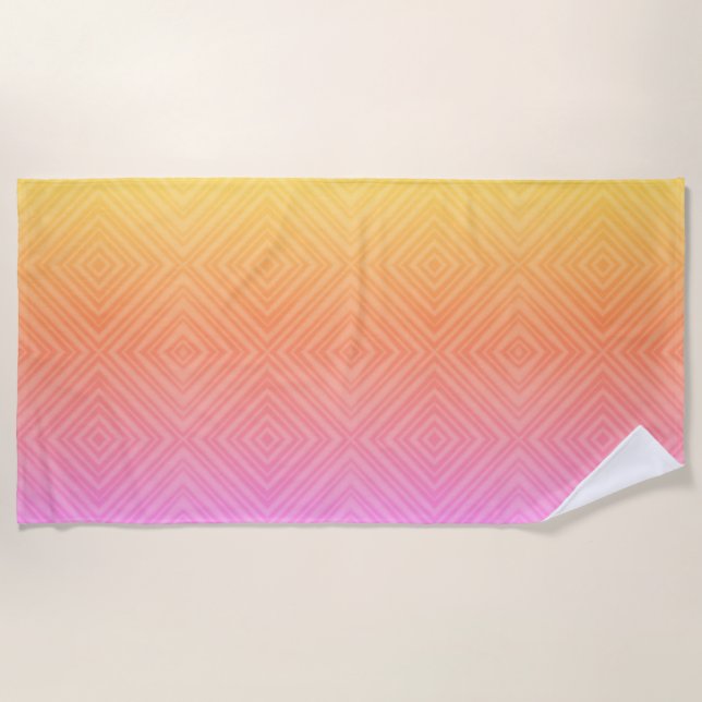 Pretty Pastel Hypnotic Diamond Modern Pop Art Beach Towel (Front)
