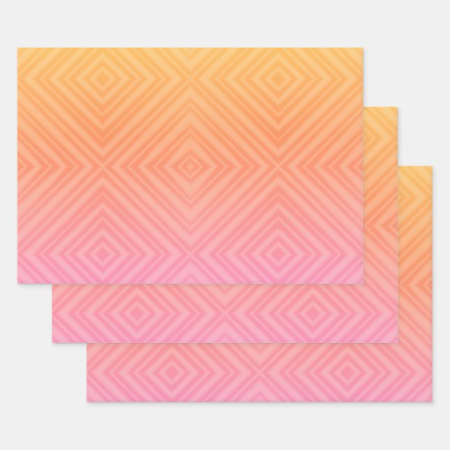 Pretty Pastel Hypnotic Diamond Modern Pop Art Wrapping Paper Sheet (Set)