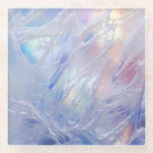 Pretty Pastel Ice Shard Effect Pattern Glass Coaster