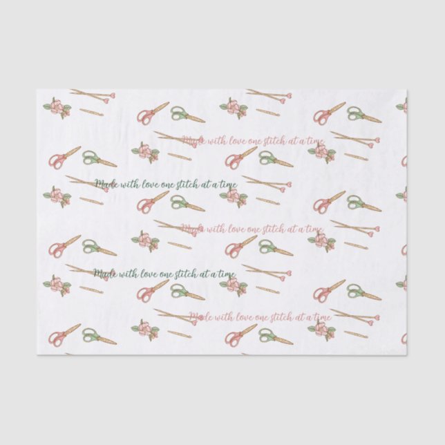 Pretty Pastel Knitting Themed Custom Tissue Paper (Front)