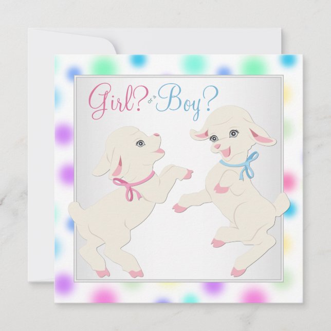 Pretty Pastel Lamb Gender Reveal Invitation (Front)