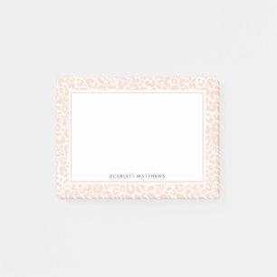 Pretty Pastel Leopard Print Pattern Peach Name Post-it Notes