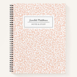 Pretty Pastel Leopard Print Pattern Peach Notebook