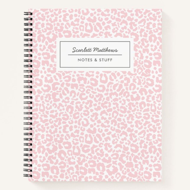 Pretty Pastel Leopard Print Pattern Pink Notebook (Front)