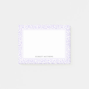 Pretty Pastel Leopard Print Pattern Purple Name Post-it Notes
