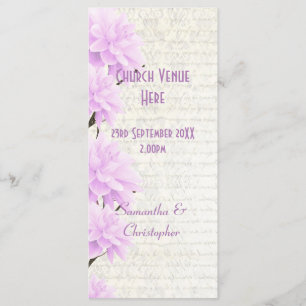 Pretty pastel lilac floral church wedding program programme