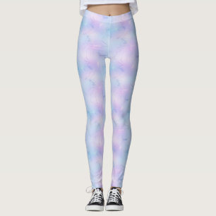 Pretty Pastel Marble Lavender Sky Blue Pink Leggings