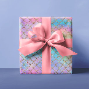 Pretty Pastel Mermaid Scales Dragon Colourful Wrapping Paper