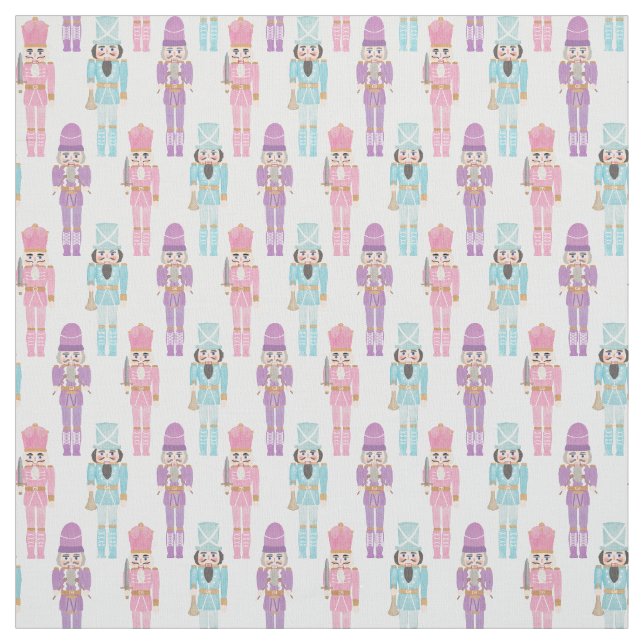 Pretty Pastel Nutcracker Soldiers Holidays Crafts Fabric (Swatch)