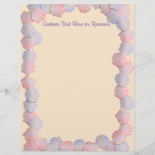 Pretty Pastel Ocean Beach Seashells Pink Blue Custom Letterhead