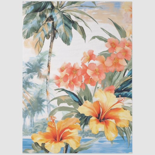 Pretty Pastel Ocean View Decoupage Tissue Paper (Front)