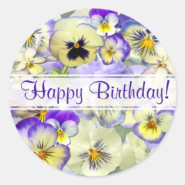 Pretty Pastel Pansies Classic Round Sticker (Front)