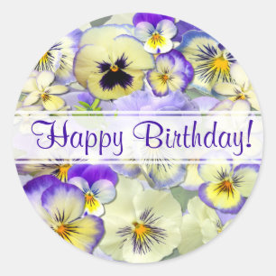 Pretty Pastel Pansies Classic Round Sticker