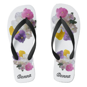 Pretty Pastel Pansies Flip Flops