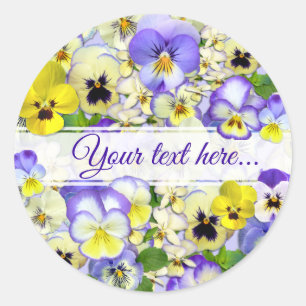 Pretty Pastel Pansies Your Text Square Sticker