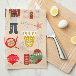 Pretty pastel pattern nutcracker soldier tradition tea towel