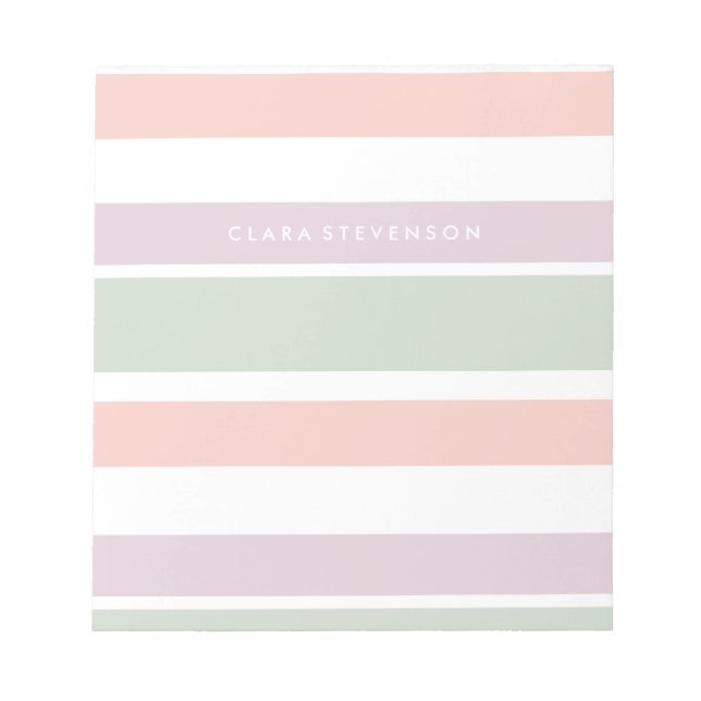 Pretty pastel pattern pink green violet stripes notepad (Front)