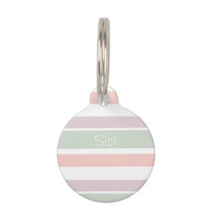 Pretty pastel pattern pink green violet stripes pet tag