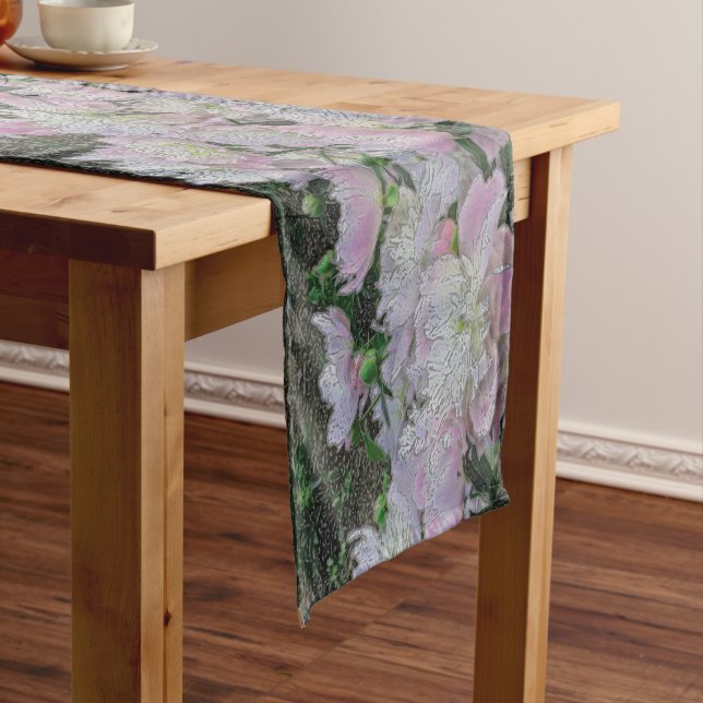 PRETTY PASTEL PEONIES TABLE RUNNER/PHOTOG.DIG.EFFE SHORT TABLE RUNNER (In Situ)