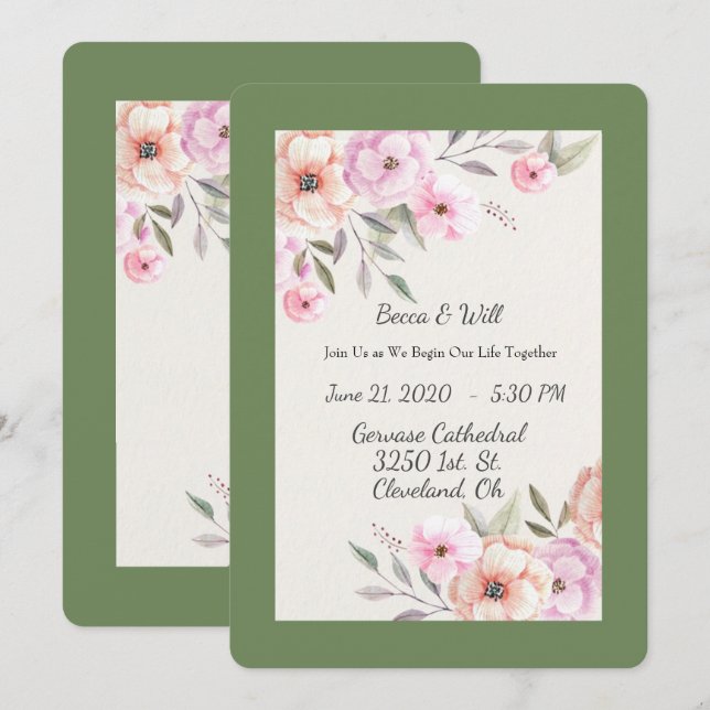 Pretty Pastel Petals Invitation (Front/Back)
