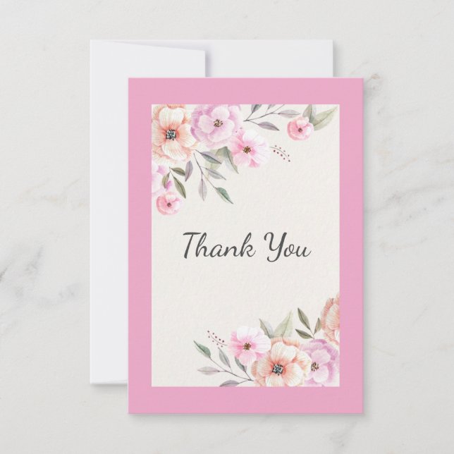 Pretty Pastel Petals Thank You Card (Front)