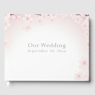 Pretty Pastel Pink Cherry Blossom Wedding Guest Book