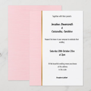 PRETTY PASTEL PINK GOLD TRIM INVITATION