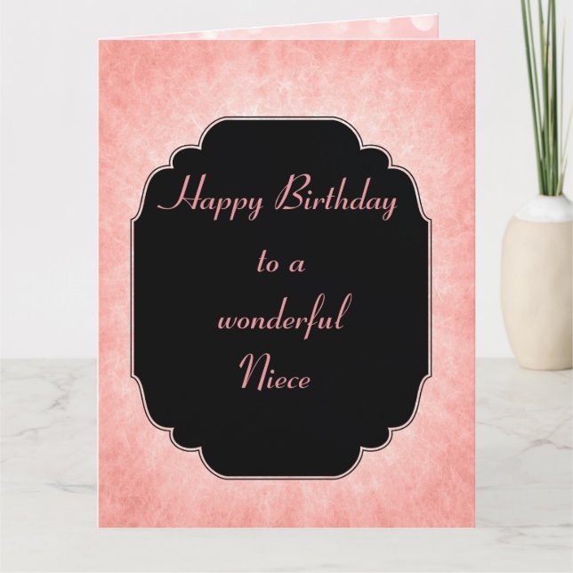 Pretty pastel pink Happy Birthday Niece Card (Front)