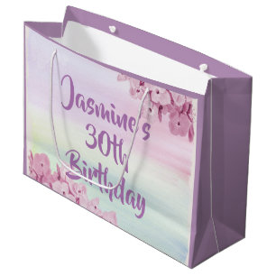 Pretty Pastel Pink Hydrangea Watercolor Large Gift Bag