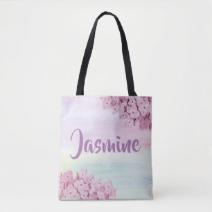 Pretty Pastel Pink Hydrangea Watercolor Tote Bag