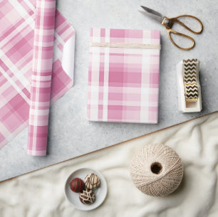 Pretty Pastel Pink  Plaid Wrapping Paper