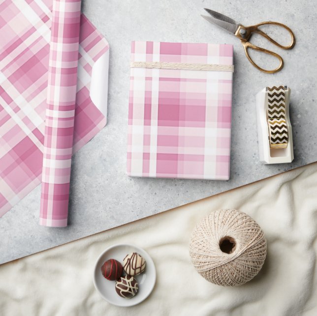 Pretty Pastel Pink  Plaid Wrapping Paper (Crafts)