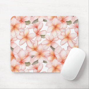 Pretty Pastel Pink Plumeria Frangipani Floral Mouse Mat