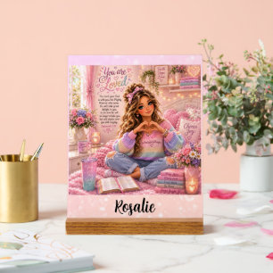Pretty Pastel Pink Rainbow Christian Girl Bible Acrylic Sign
