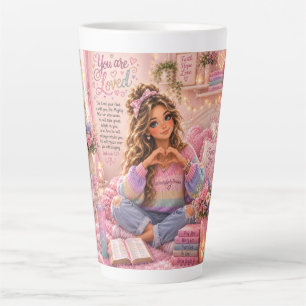 Pretty Pastel Pink Rainbow Christian Girl Bible Latte Mug