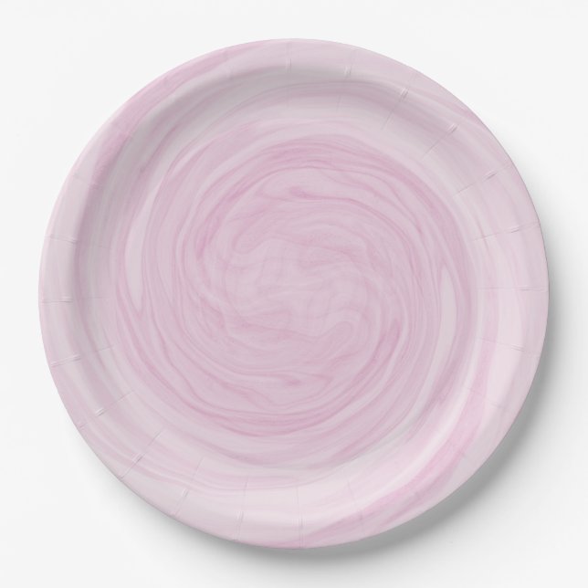 Pretty Pastel Pink Swirl Paper Plate (Front)