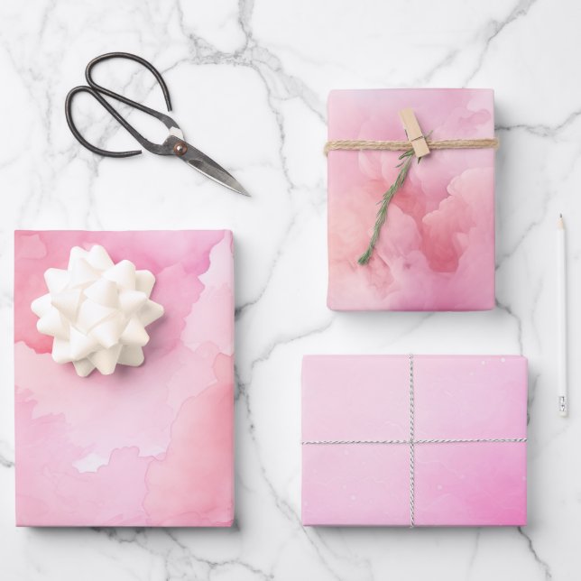 Pretty Pastel Pink Watercolor Wrapping Paper Sheet (Front)