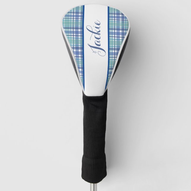 Pretty Pastel Plaid Golf Head Cover (Front)