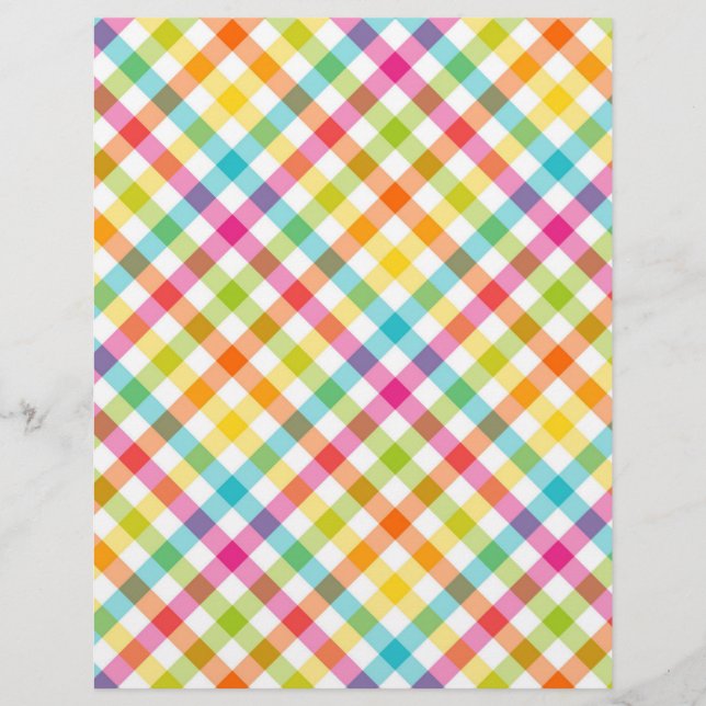 Pretty Pastel Plaid Spring  Scrapbook Paper (Front)