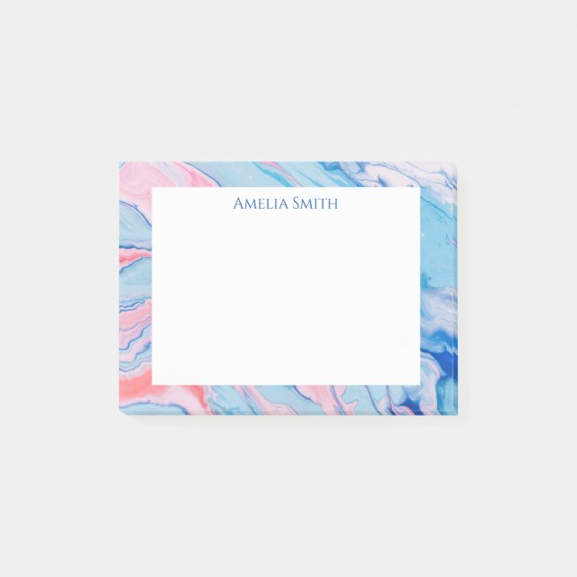 Pretty pastel poured paint post-it notes (Front)