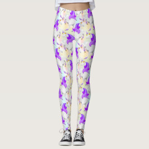Pretty Pastel Princess Unicorn with Golden Shoes Leggings