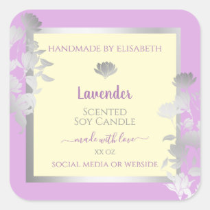 Pretty Pastel Purple Cream Product Labels Silver